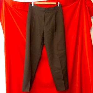 Theory tapered gabardine pants brown wool blend size 8